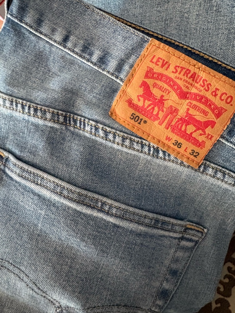 Levi's Light Wash Men's Jeans with Leather Patch 36 x 32